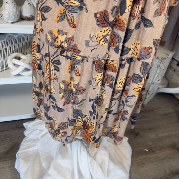 Emery Rose Women's Size XL Beige Floral A Line Knee Length Dress #3268 - Picture 4 of 9